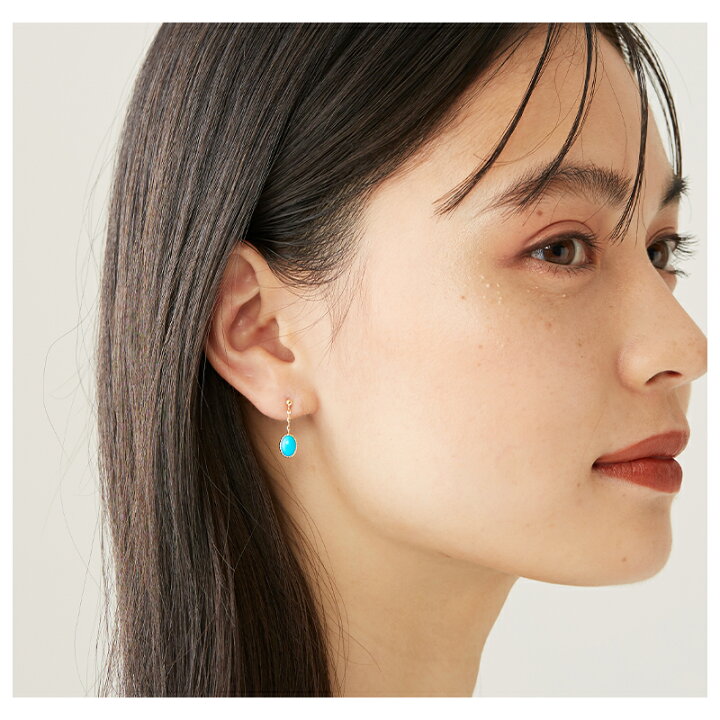 楽天市場】ターコイズ ピアス k18 ゴールド チェーンピアス  