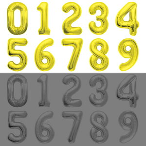 数字POPバルーン 金 (0〜9からお選び下さい) 【アルファベット バルーン 風船】 ※空気が入ってない状態でお届けします /メール便可