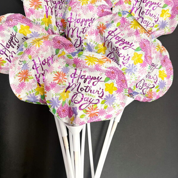 [アウトレット] 母の日スティックバルーン「Happy Mother's Day」　10本セット/ 風船 棒付き 母の日 花束