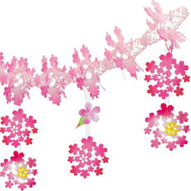 桜装飾　和桜ガーランド　L180cm/ 桜 装飾 飾り ペナント プリーツ ハンガー