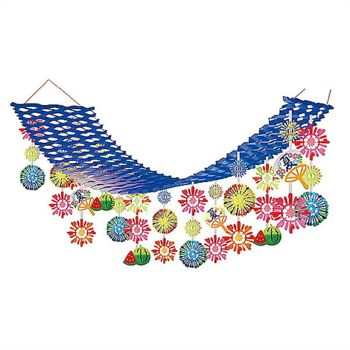 楽天市場 夏祭り装飾 盛夏スイカ花火プリーツハンガー L180cm ディスプレイ 装飾 飾り 販促イベント屋