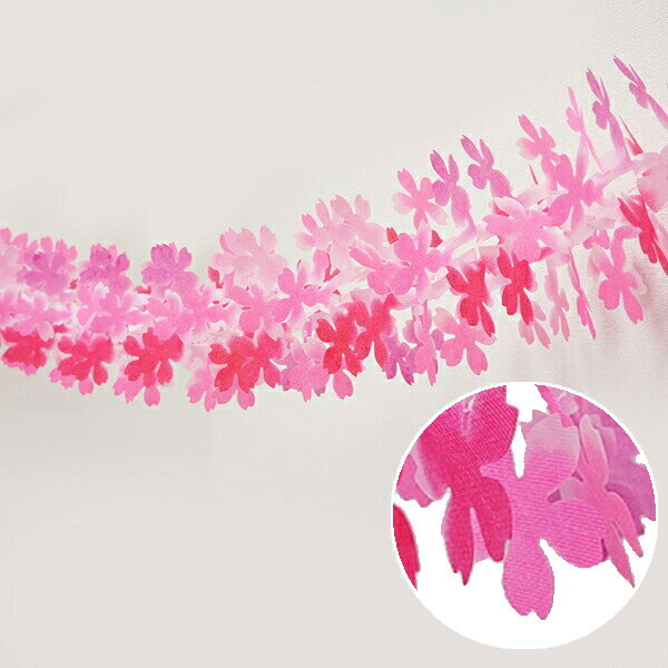 桜装飾　花びら25枚桃色桜ガーランド　L180cm メール便可