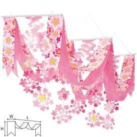 桜装飾　和桜デラックスペナント　L160cm｜さくら 春 装飾 飾り ペナント プリーツ ハンガー