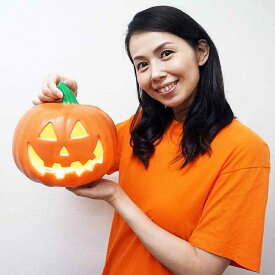 ハロウィン 装飾　パンプキンLEDランタン　約H20cm　Sサイズ（スマイル）