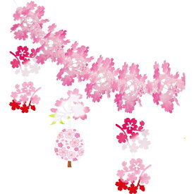 桜装飾　満開桜ガーランド　L180cm / 桜 装飾 飾り ペナント プリーツ ハンガー