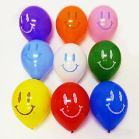 天然ゴム風船　10インチ　スマイルバルーン(100個)　アソート、風船のみ【バルーン】/メール便可