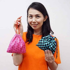 鬼滅の刃風和柄巾着袋　お菓子とミニ玩具10個入景品セット　30名様用