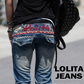 ロリータ ジーンズ LOLITA JEANS ブーツカット デニム 英字 ロゴ 刺繍■lo-1439