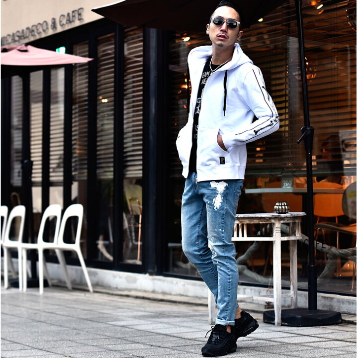 楽天市場 パーカー メンズ ブランド スウェット ジップアップパーカー スウェットパーカー Zipパーカー 長袖 袖 ロゴ 袖プリント スカル 骸骨 骨 ブラック ホワイト 黒 白 服 ストリート系 オラオラ系 Bitter系 ビター系 Diviner ディバイナー Joker