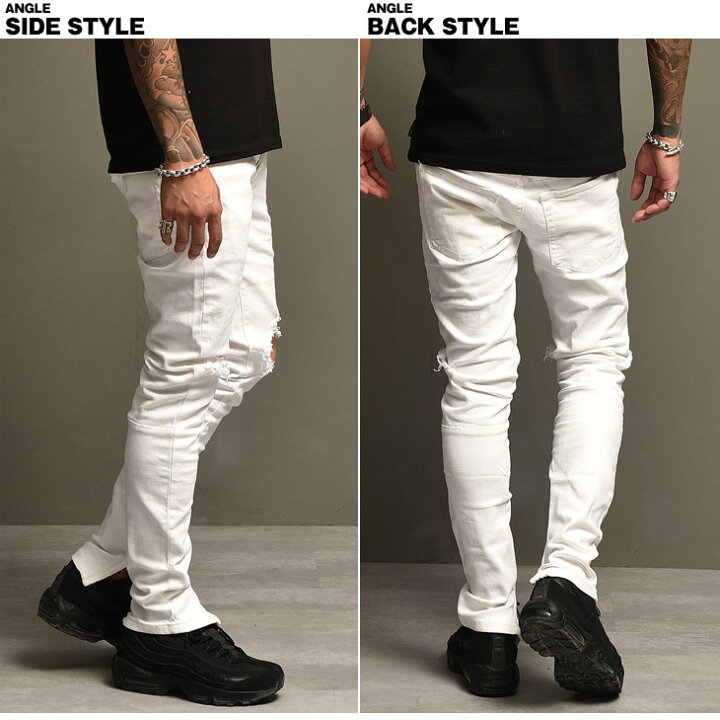 楽天市場 Mnml ミニマル スキニーパンツ スキニー メンズ ダメージ ジーンズ スキニーデニム スキニージーンズ ダメージスキニー クラッシュ スキニー 裾ジップ ストレッチ デニム 黒 白 ブラック ホワイト Ll Xl お兄系 オラオラ系 サーフ系 Bitter ビター系 ブランド