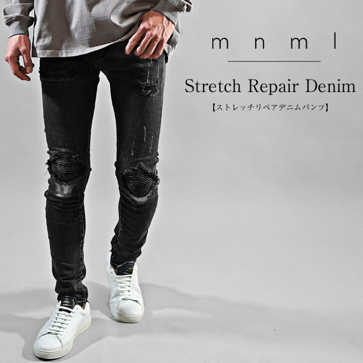 楽天市場】mnml デニム ミニマル ジーンズ ダメージ ジーンズ ダメージ  
