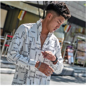 楽天市場 シャツ メンズ 長袖シャツ ブラックシャツ 長袖 白シャツ カジュアルシャツ Yシャツ ブランド オラオラ系 おしゃれ ビター系 かっこいい メンズ 服 お兄系 ちょいワル タイト 薄手 高級 夏 夏服 夏物 サーフ系 派手 目立つ Somediff Smdf サムディフ Joker