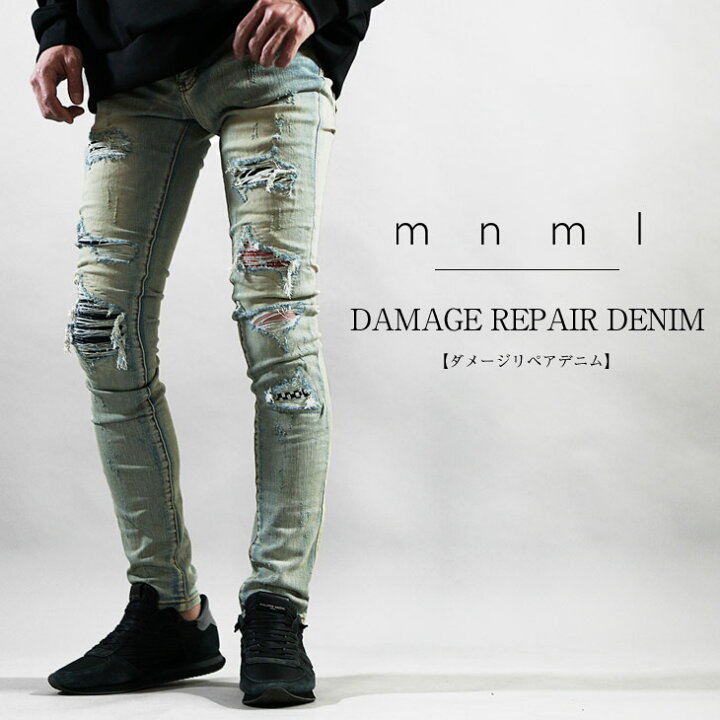 楽天市場】mnml デニム ミニマル ジーンズ ダメージ ジーンズ 