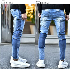 楽天市場 スキニーパンツ メンズ ブラック 黒 スキニー ジーンズ スキニーデニム ブランド ダメージ 加工 ストリート ファッション ストレッチ スキニージーンズ 大きいサイズ Ll Xl ジーパン パッチワーク リペア お洒落 オシャレ タイト 細め コーデ Somediff