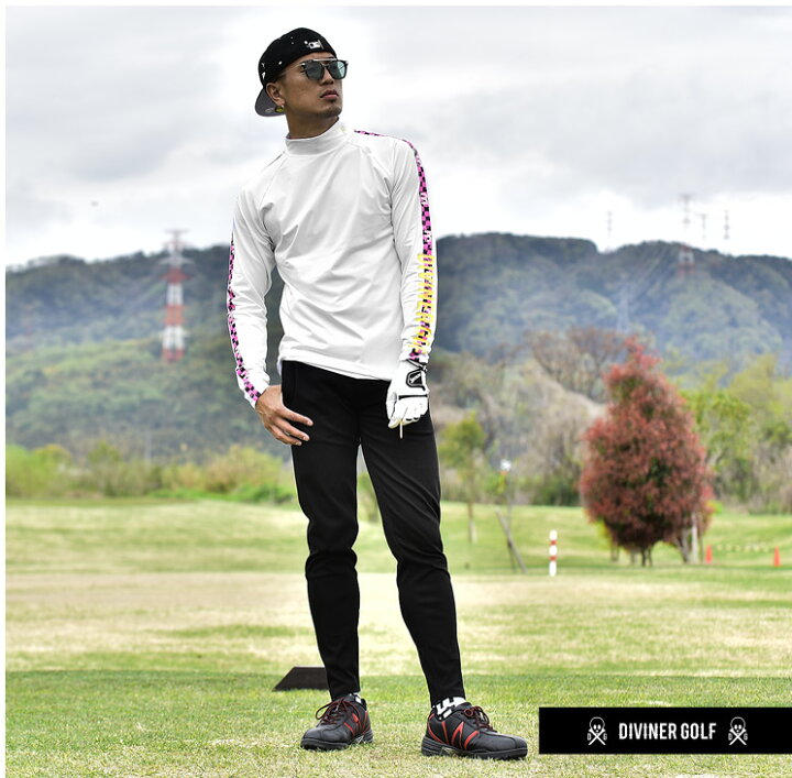 楽天市場 ゴルフウェア アンダーシャツ メンズ アンダーウェア インナー ウェア モックネック モック ネック 春 夏 秋 夏 用 アンダー シャツ ホワイト 白 ブラック 黒 長袖 大きいサイズ おしゃれ お洒落 派手 春夏 ストレッチ Diviner Golf ディバイナーゴルフ スカル