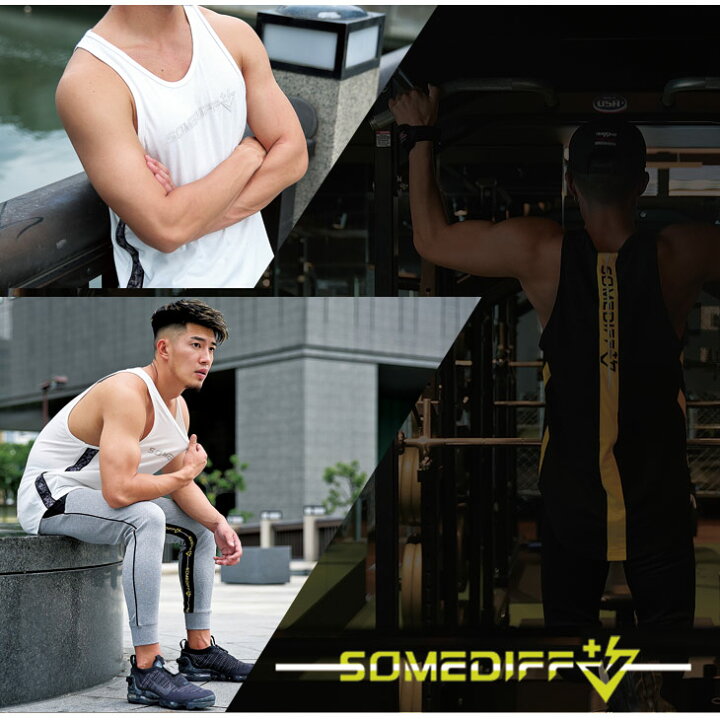 楽天市場 タンクトップ メンズ トレーニング ブランド おしゃれ スポーツ マッチョ 筋トレ ドライ 大きいサイズ 白 黒 ランニング ランニングウェア ジョギング ボディービル ノースリーブ ジム ジムウェア ゆったり Somediff サムディフプラス Joker