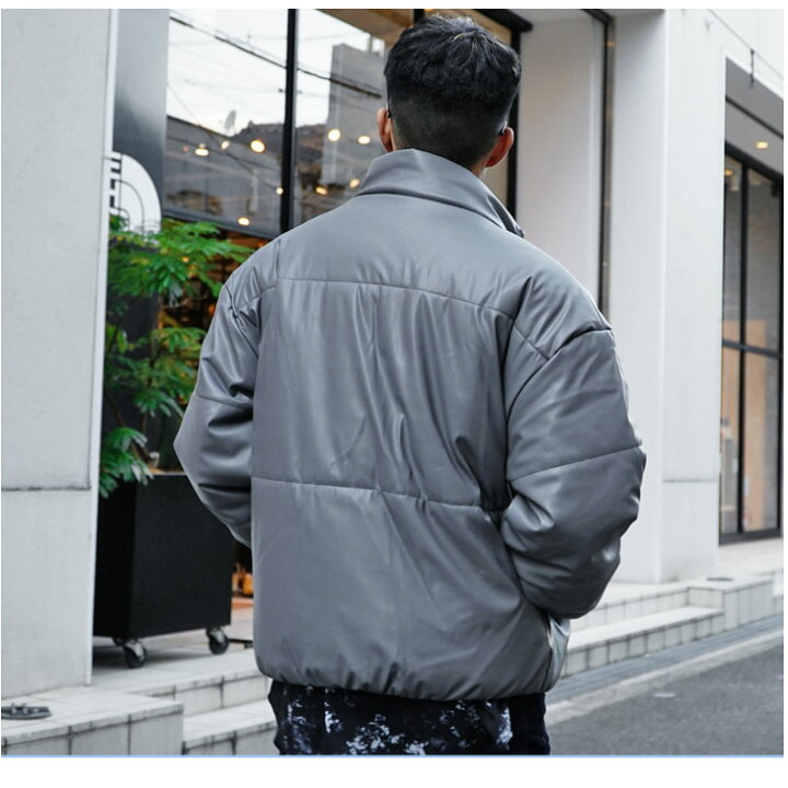 楽天市場 中綿 ジャケット メンズ レザージャケット 中綿ジャケット 大きいサイズ 中綿 ブルゾン メンズ 防寒 ジャンパー Puレザー ジャケット 中綿ブルゾン メンズ アウター 夏 無地 Pu フェイクレザー 黒 ブラック グレー ファッション 夏服 夏 ちょいワル オラオラ系