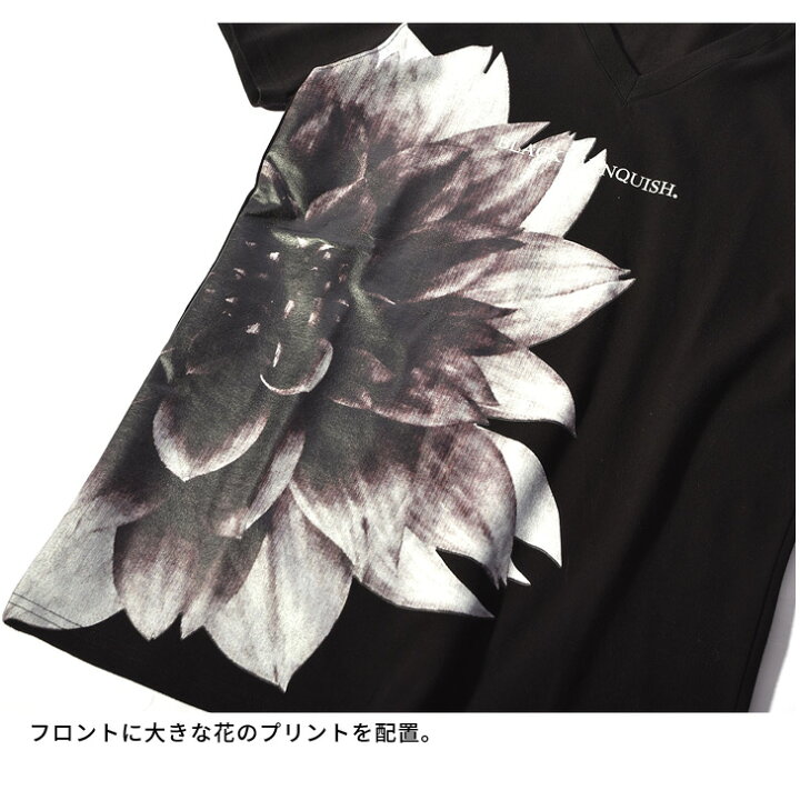 楽天市場 Tシャツ メンズ 半袖 ブランド オシャレ ティーシャ かっこいい きれいめ お兄系 Vネック 花柄 フラワー柄 ボタニカル柄 黒 白 夏 夏服 夏物 チョイワル オラオラ系 モード系 Black By Vanquish ブラックバイヴァンキッシュ バンキッシュ Joker