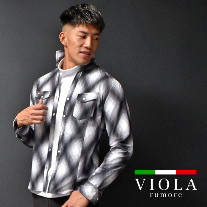 楽天市場 Viola Rumore ヴィオラ シャツ メンズ 長袖 ブランド ゴルフウェア 長袖シャツ チェックシャツ 長袖 ロゴ 細身 タイト マッチョ レッド 赤 ブラック 夏 夏服 夏物 タイト 細め スポーツ お兄系 オラオラ系 ちょいワル ビター系 P Joker