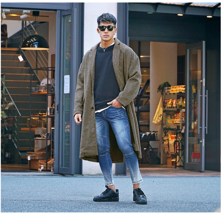 楽天市場 チェスターコート メンズ ロングコート 夏 コート 大きいサイズ ビジネス ロング アウター ブランド 千鳥格子 チェック 暖かい きれいめ M L フォーマル 防寒着 ちょいワル おしゃれ ビター系 オラオラ系 お兄系 Joker