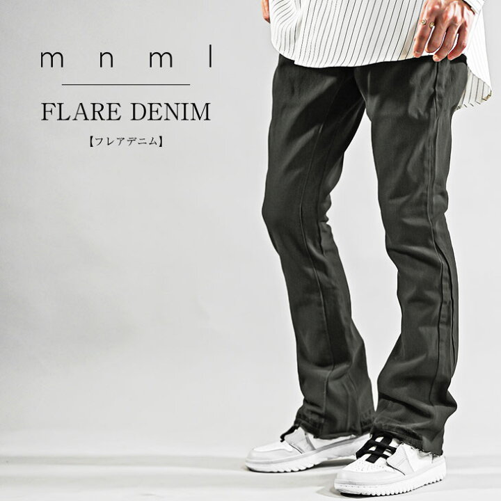 mnml ミニマル フレア ダブルニー スリム デニム パンツ size 28 楽天 