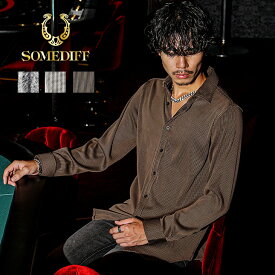 シャツ メンズ 長袖 ブランド カジュアルシャツ プリーツ 総柄 シャツ 白シャツ メンズ 長袖シャツ ストライプシャツ 柄シャツ キレイめ おしゃれ 白 黒 ホワイト ブラック 羽織り ライトアウター 春 春服 春物 春夏 メンズファッション ちょいワル