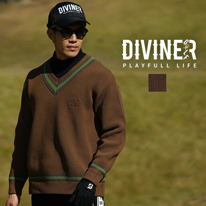 楽天市場】【DIVINER GOLF】ゴルフウェア メンズ ニット Vネック  