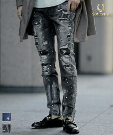 ジーパン メンズ テーパードデニム メンズ ダメージデニムパンツ ジーンズ スキニー デニム スキニーパンツ ダメージジーンズ ストレッチ パンツ タイト 細身 インディゴ 冬 冬服 冬物 秋冬 メンズファッション ちょいワル お兄系 オラオラ系 joker ジョーカー