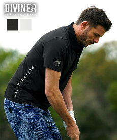 【DIVINER GOLF】 ゴルフウェア メンズ おしゃれ ポロシャツ 半袖 シャツ ストレッチ 速乾 伸縮 ロゴ 白 黒 ホワイト ブラック ゴルフ スポーツ シンプル ブランド 夏 夏服 夏物 秋夏 メンズファッション joker ジョーカー ディバイナー