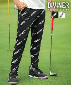 【DIVINER GOLF】 ゴルフウェア メンズ ゴルフパンツ メンズ スキニー パンツ ストレッチ 速乾 伸縮 ズボン ロゴ 総柄 白 黒 ゴルフ スポーツ ブランド セットアップ対応 夏 夏服 夏物 秋夏 メンズファッション joker ジョーカー ディバイナー