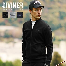 【DIVINER GOLF】 ゴルフウェア メンズ スタンドジャケット 袖刺繍 スムース生地 ゴルフ トップス ジップアップ ライトアウター ブランド スウェット 杢グレー ブラック ネイビー 大きいサイズ XL XXL ジョーカー JOKER ディバイナーゴルフ