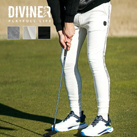 【DIVINER GOLF】 ゴルフウェア メンズ ジョガーパンツ 裏毛 ロゴ ゴルフ スウェット ロングパンツ メンズ タイト スリム サイドライン スウェットパンツ 裾リブ 大きいサイズ XL XXL ブラック グレー ホワイト JOKER ジョーカー ディバイナーゴルフ