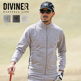 【DIVINER GOLF】 ゴルフウェア メンズ スタンドジャケット ゴルフ ブルゾン フェイクスエード 羽織り スウェット サイドライン スタンドブルゾン ジップブルゾン 大きいサイズ XL XXL ライトグレー チャコールグレー オフホワイト JOKER ジョーカー ディバイナーゴルフ