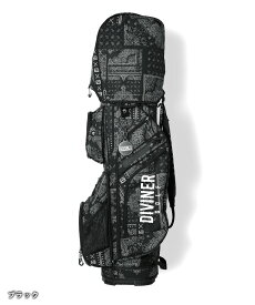 【DIVINER GOLF】 キャディバッグ メンズ スタンド ゴルフバッグ ブランド ペイズリー柄 キャディーバック セパレート型 ゴルフキャディーバッグ 14分割 黒 総柄 フード付き ゴルフキャディバッグ ブラック 9.5型 ユニセックス JOKER ジョーカー ディバイナー