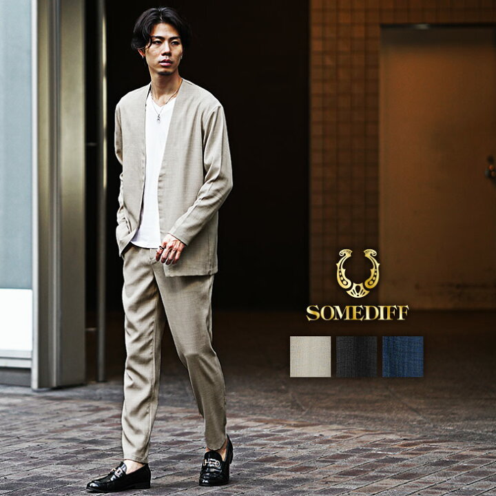 楽天市場】リネンライク セットアップ メンズ スーツ 上下セット  