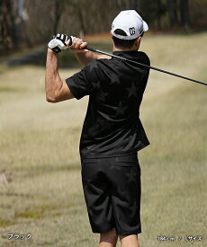 【DIVINER GOLF】 セットアップ メンズ ゴルフウェア ブランド 半袖 モックネック ハーフパンツ 上下セット メンズ ゴルフ 半袖 短パン 星柄 総柄 ゴルフシャツ おしゃれ インナー 夏 夏服 ブラック ホワイト 黒 白 大きいサイズ XXL ディバイナーゴルフ JOKER ジョーカー