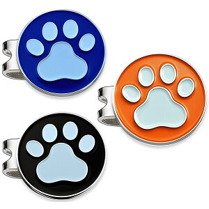 ゴルフ マーカー ゴルフキャップクリップ 磁気 ロゴボールマーク かわいい猫犬 肉球 デザイー 磁気 台座 3個入り(3色肉球)