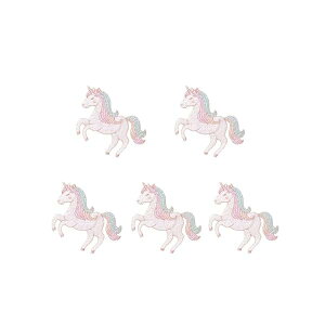 ワッペン 女の子 アイロン アップリケ ウサギ リボン ユニコーン かわいい 大きい 小さい 刺繍 (A ユニコーン 5点 セット)