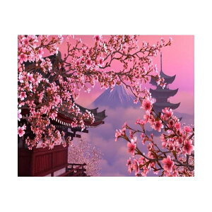 ダイヤモンドアート ダイヤモンドアート キット 桜+富士山 ダイアモンドビーズ絵画キット 5Dモザイクアート DIY 手作り絵画手芸キット ダイヤモンド塗装 全面貼り付けタイプ 芸術品 家用装