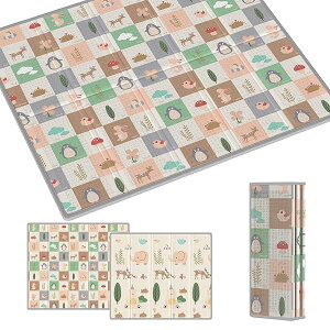 プレイマット 赤ちゃん 厚手 ベビーマット 折り畳み式 大判 ベビープレイマット 滑り止め お昼寝マット 防水 防音マット 収納袋付き 収納しやすい 持ち運び便利 ピクニック 幼稚園 保育園 (