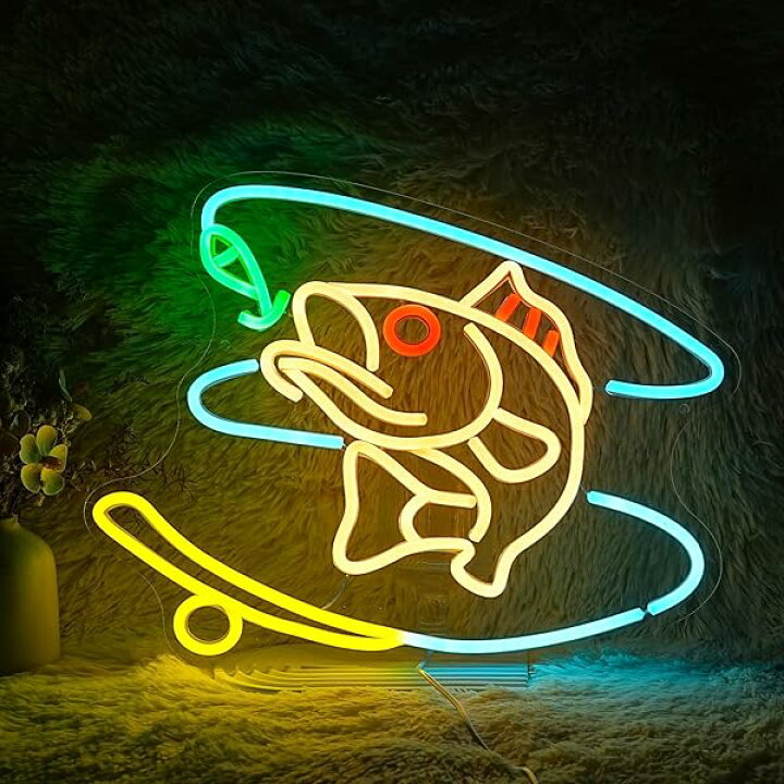 楽天市場】釣りネオンサイン 調光可能 魚ネオンライト 壁の装飾用LED 