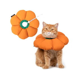 エリザベスカラー 猫用 犬用 ソフト 防水 軽量 手術後傷口保護 舐め防止 引っ搔き防止 視界や飲食を妨げない 可愛いオレンジの花の形 Sサイズ…