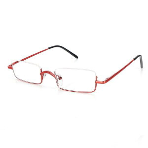 老眼鏡 ハーフフレーム メタル 薄型 軽量 男女兼用 おしゃれ ケース付き 度数 「+2.5」 ブラック