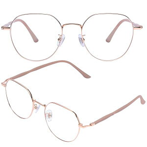 老眼鏡 女性向け ブルーライトカット レディース おしゃれ ボストン型メガネ チタン合金 樹脂製レンズ ピンク 度数+3.0