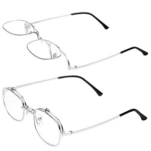 跳ね上げ式老眼鏡 ブルーライトカット メンズ レディース おしゃれ チタン合金 樹脂製レンズ シルバー 度数+3.0