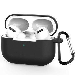 AirPods Pro �Ή� �V���R���P�[�X AirPods Pro ��1���� �P�[�X �G�A�[�|�b�Y �v�� �ی�P�[�X �J���r�i�t�� �S�ʕی� �����[�d�\ ��LED���C�g �ϏՌ� �h�o �y�� [�u���b�N]
