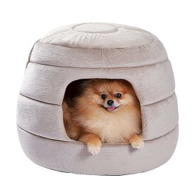 犬 ベッド ドーム 犬 ハウス 犬小屋 犬のハウス 猫ハウス 猫ベッド 室内 ペットベッド ハチの巣形 お洒落 かわいい 両用 折りたたみ 2way クッション 取り外し可能 いぬ ねこ ベージュ