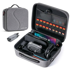 Switch 2 �P�[�X �X�C�b�`2 �L�����[�P�[�X �h�o �h�� �ϏՌ� �S�ʕی� ��e�� Switch 2 �{��/Joy-Con/Pro�R���g���[���[/�d���A�_�v�^/18���Q�[���J�[�h�S�����[�\ (�O���[)