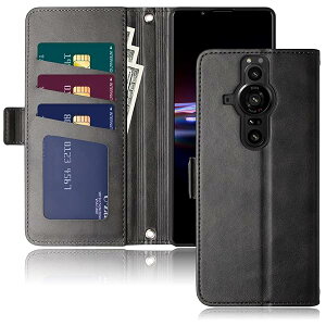 Xperia PRO-I �P�[�X �蒠�^ XQ-BE42 �Ή� �J�[�h ���[ �G�N�X�y���A �v�� i ���z �J�o�[ (Xperia PRO-I, �u���b�N)
