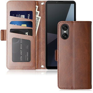 Xperia 10 VI �P�[�X �蒠�^ so-52e xq-es44 sog14 a402so �Ή� �J�[�h ���[ ����PU �ϏՌ� ���z �J�o�[ (�u���E��, Xperia 10 VI)